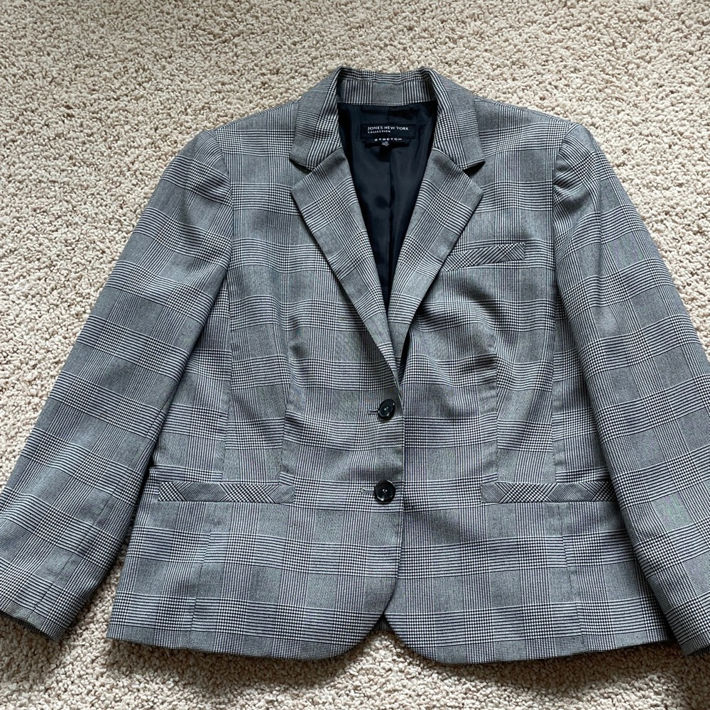 Women’s Jones New York Stretch Size 14 Plaid Blazer - Picture 6 of 9